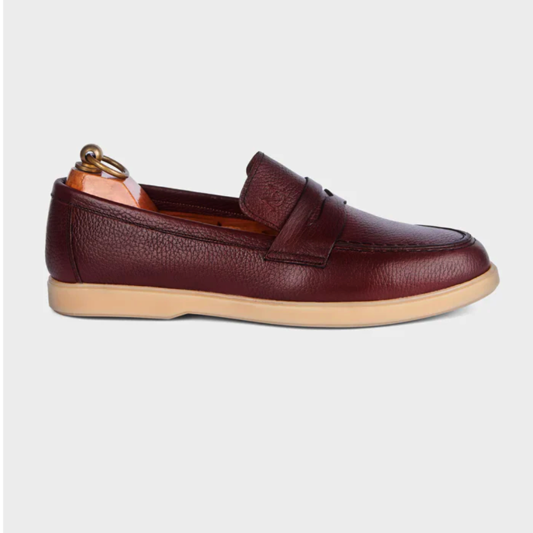 Mocassin City Walk Cuir Grainé Marron Claire