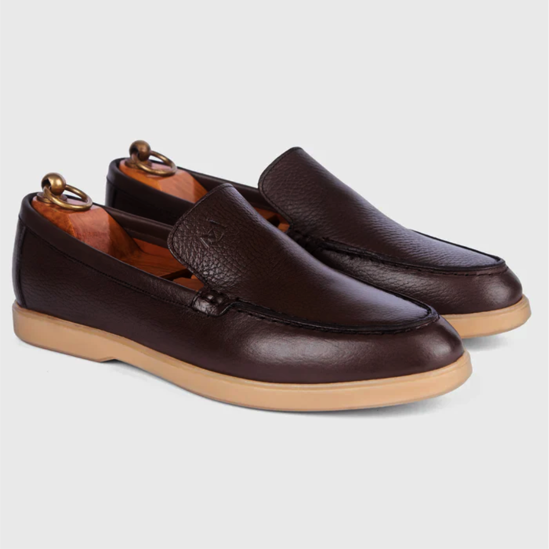 Mocassin City Walk Cuir Grainé Taupe