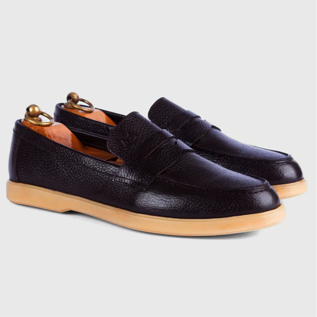 Mocassin City Walk Cuir Grainé Marron Foncé