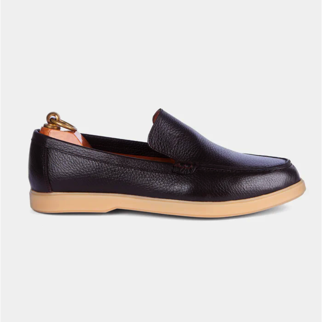 Mocassin City Walk Cuir Grainé Marron Foncé