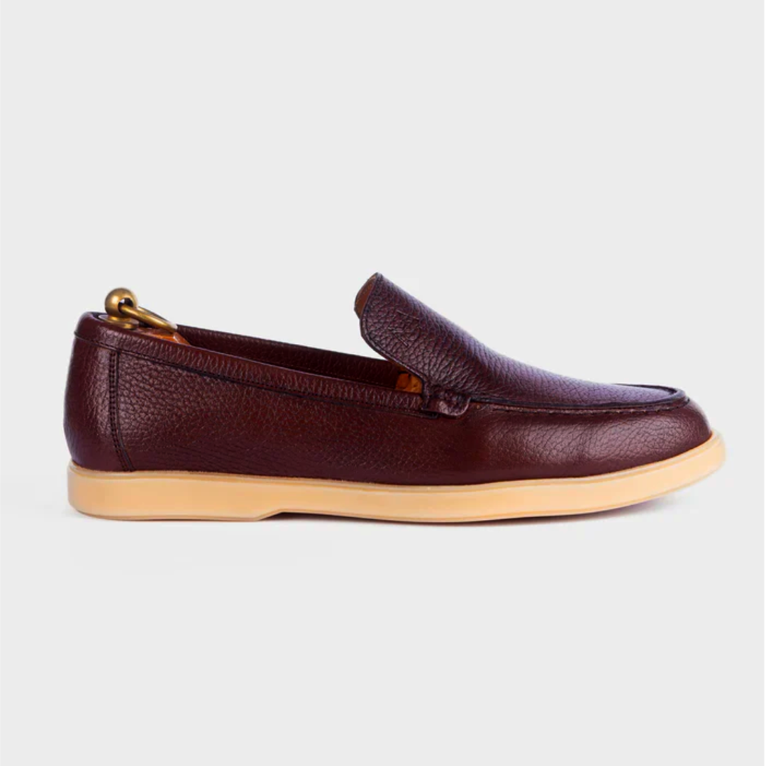 Mocassin City Walk Cuir Grainé Marron Clair