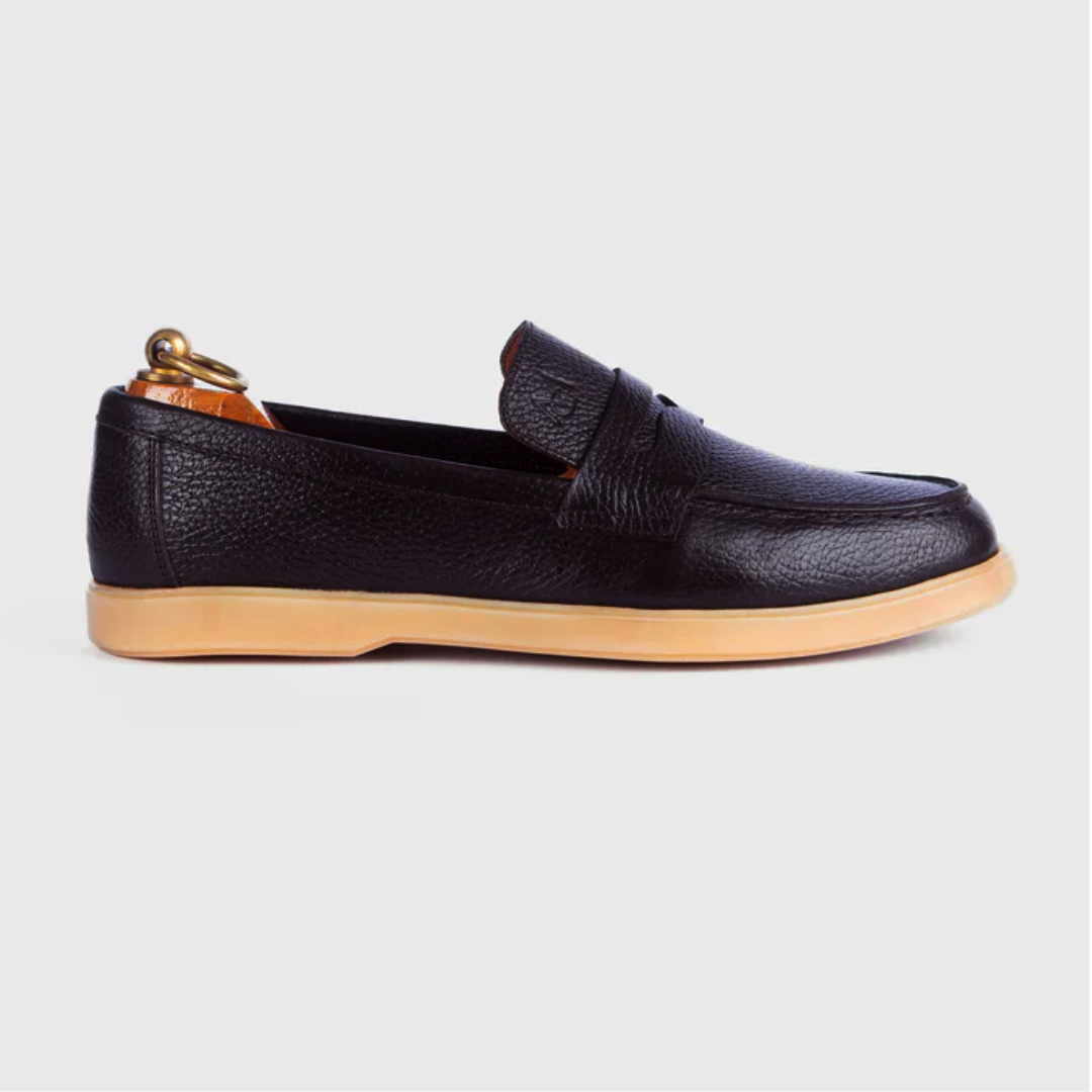 Mocassin City Walk Cuir Grainé Marron Foncé