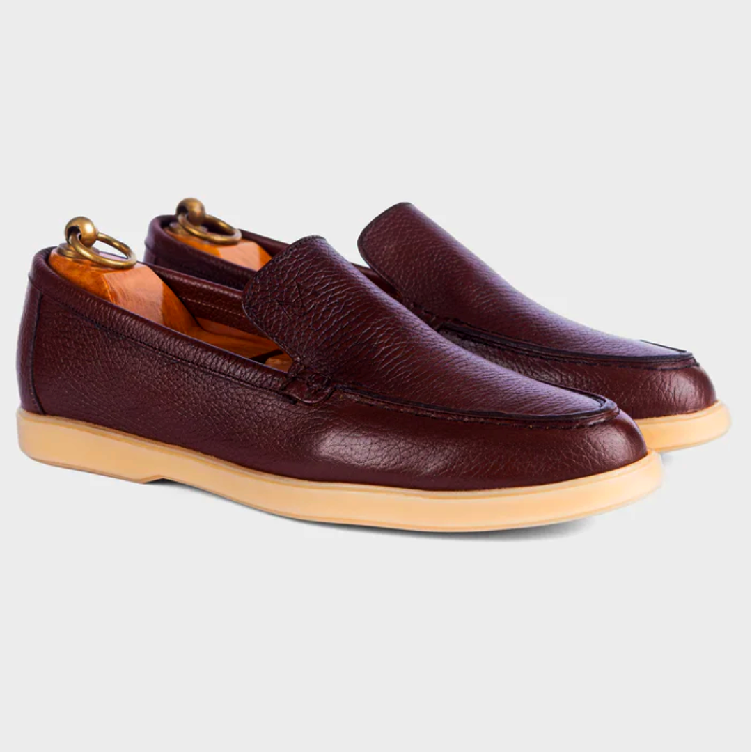 Mocassin City Walk Cuir Grainé Marron Clair