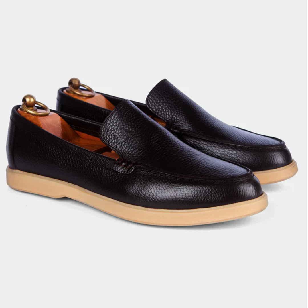Mocassin City Walk Cuir Grainé Marron Foncé