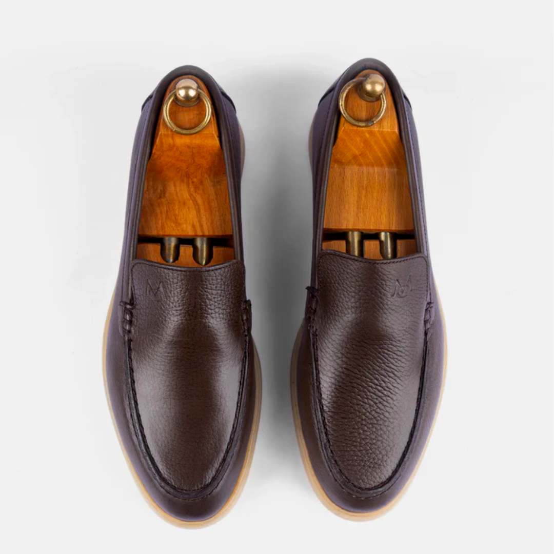 Mocassin City Walk Cuir Grainé Marron Foncé