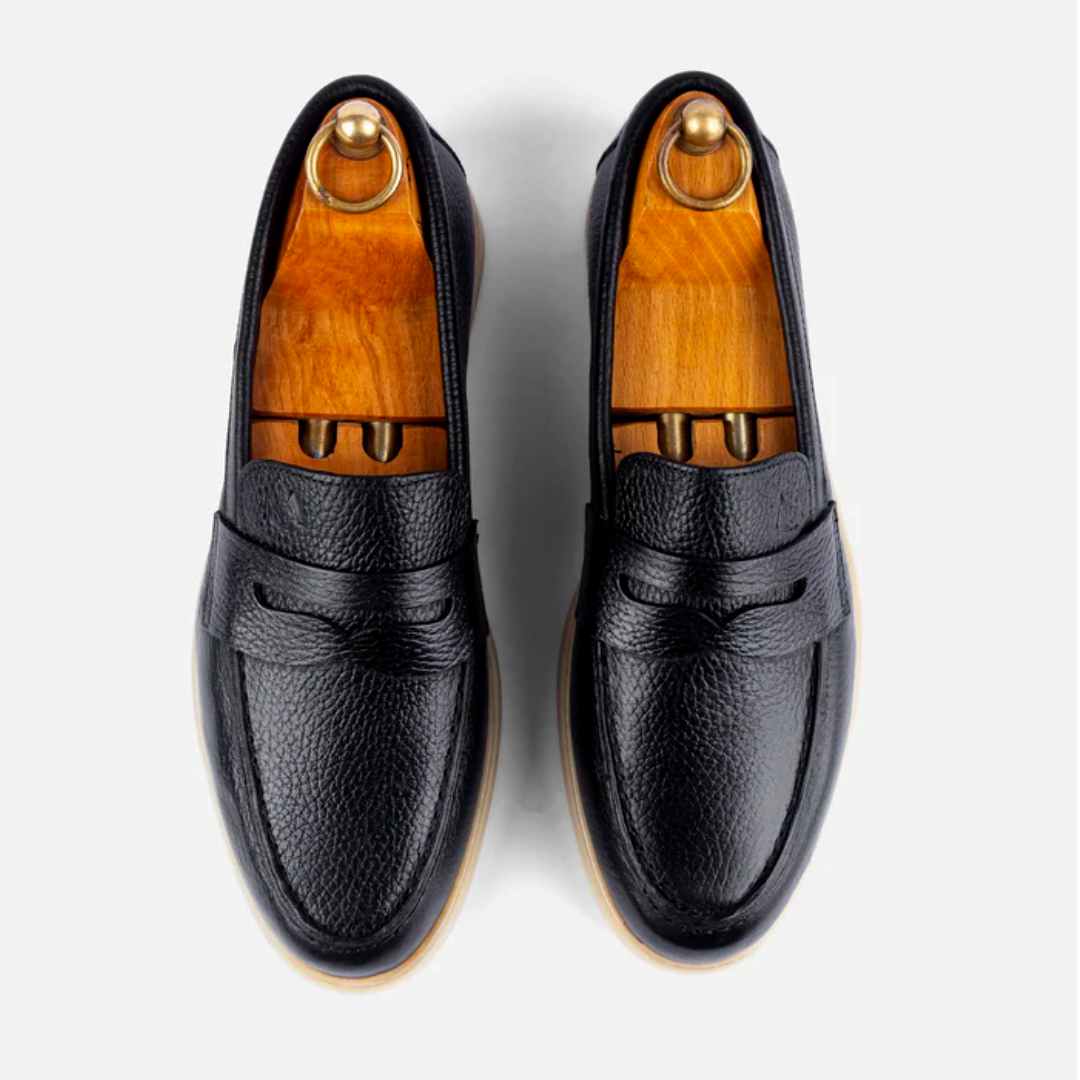 Mocassin City Walk Cuir Grainé Noir