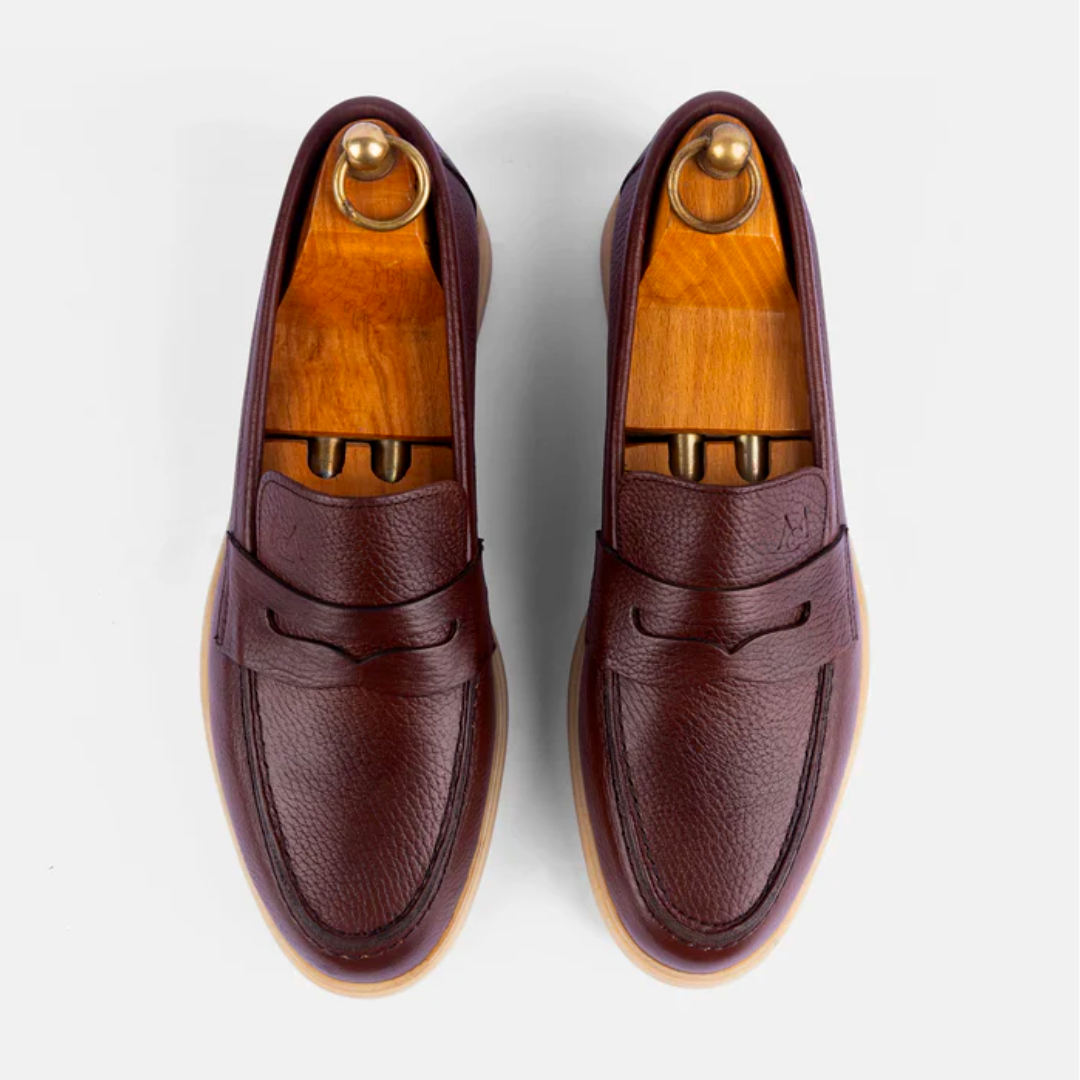Mocassin City Walk Cuir Grainé Marron Claire