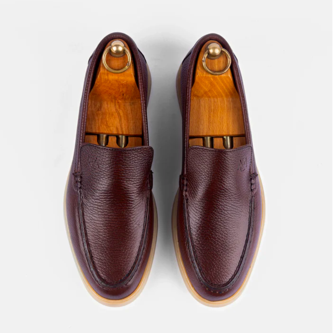 Mocassin City Walk Cuir Grainé Marron Clair