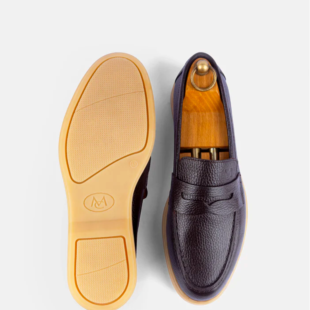 Mocassin City Walk Cuir Grainé Marron Foncé