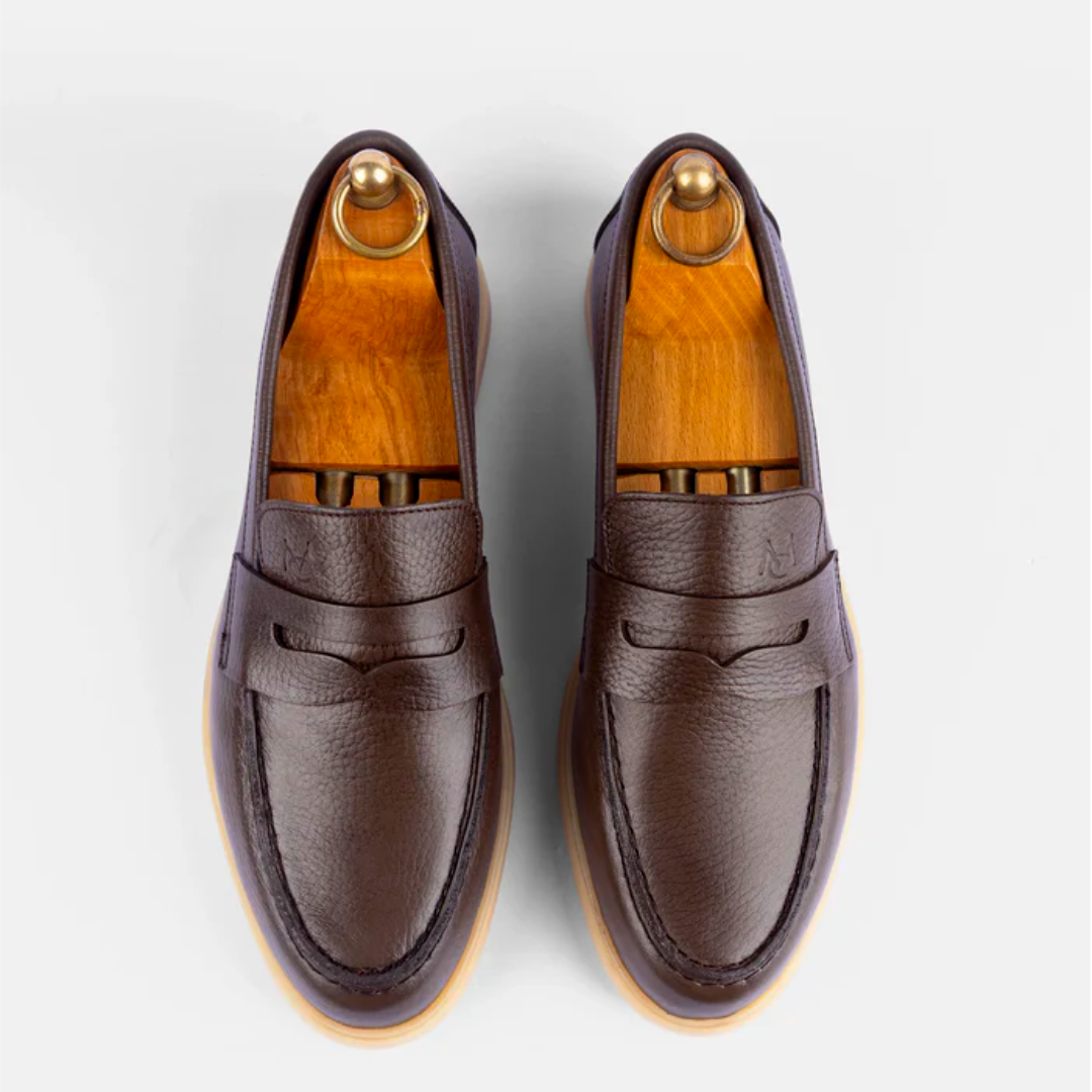 Mocassin City Walk Cuir Grainé Taupe