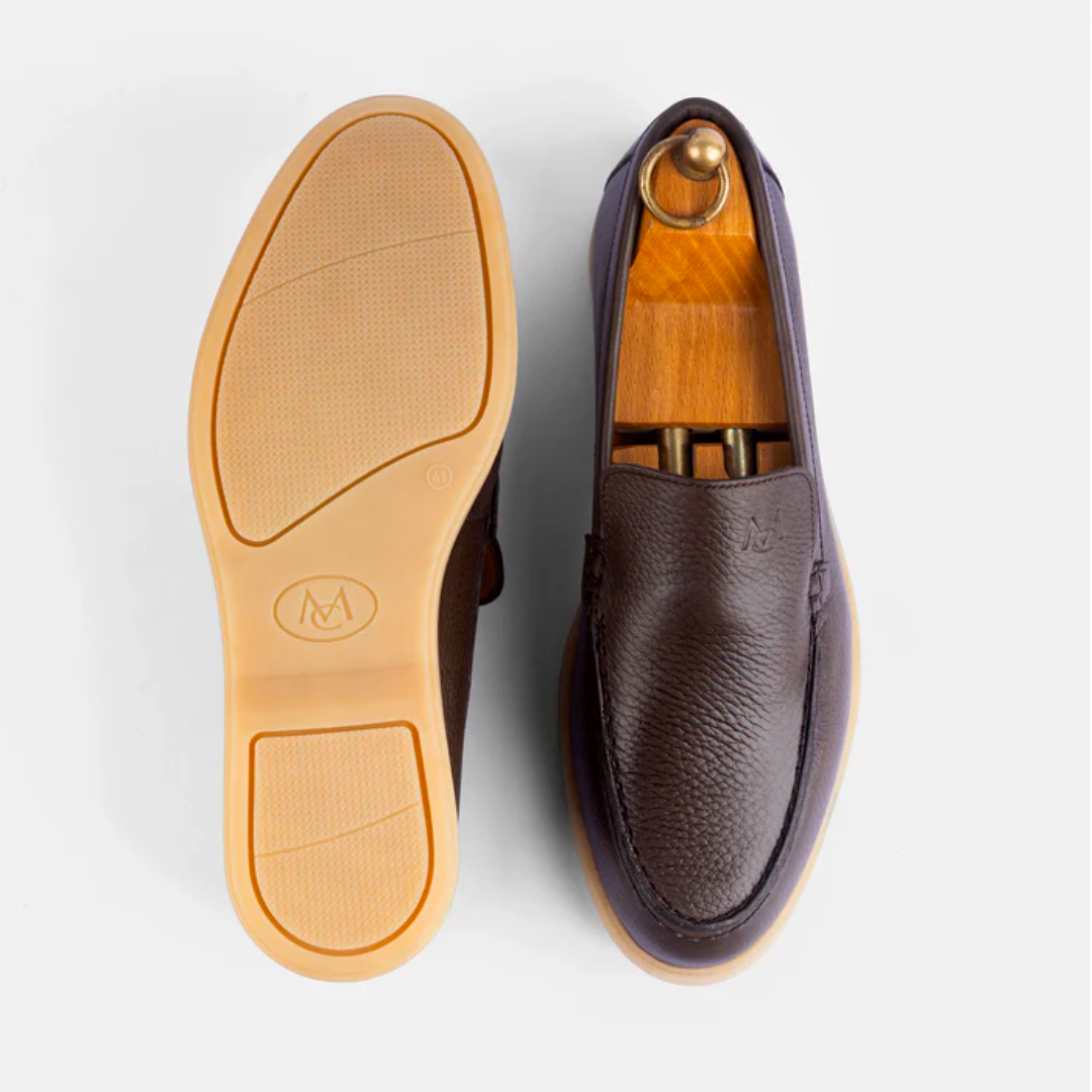 Mocassin City Walk Cuir Grainé Marron Foncé