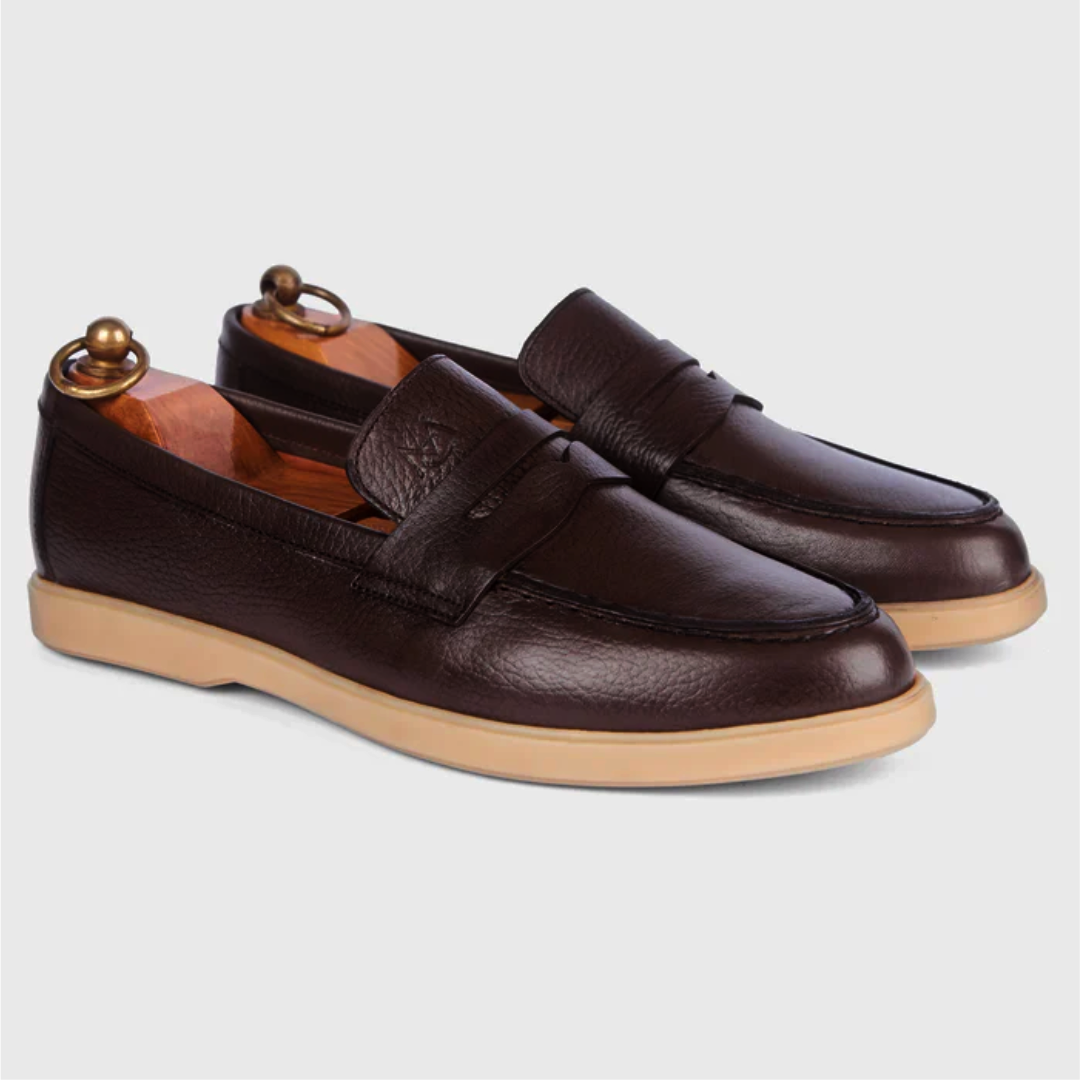 Mocassin City Walk Cuir Grainé Taupe